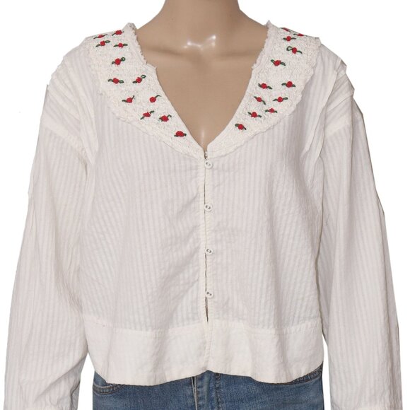 Free People Sweet As Roses Lounge Floral Embroidered Top S & XS - Picture 4 of 6